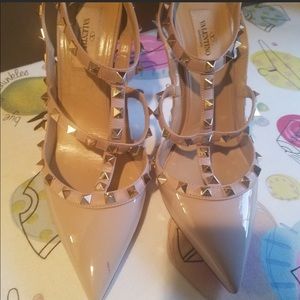 Valentino authentic rock stud nude patent heels